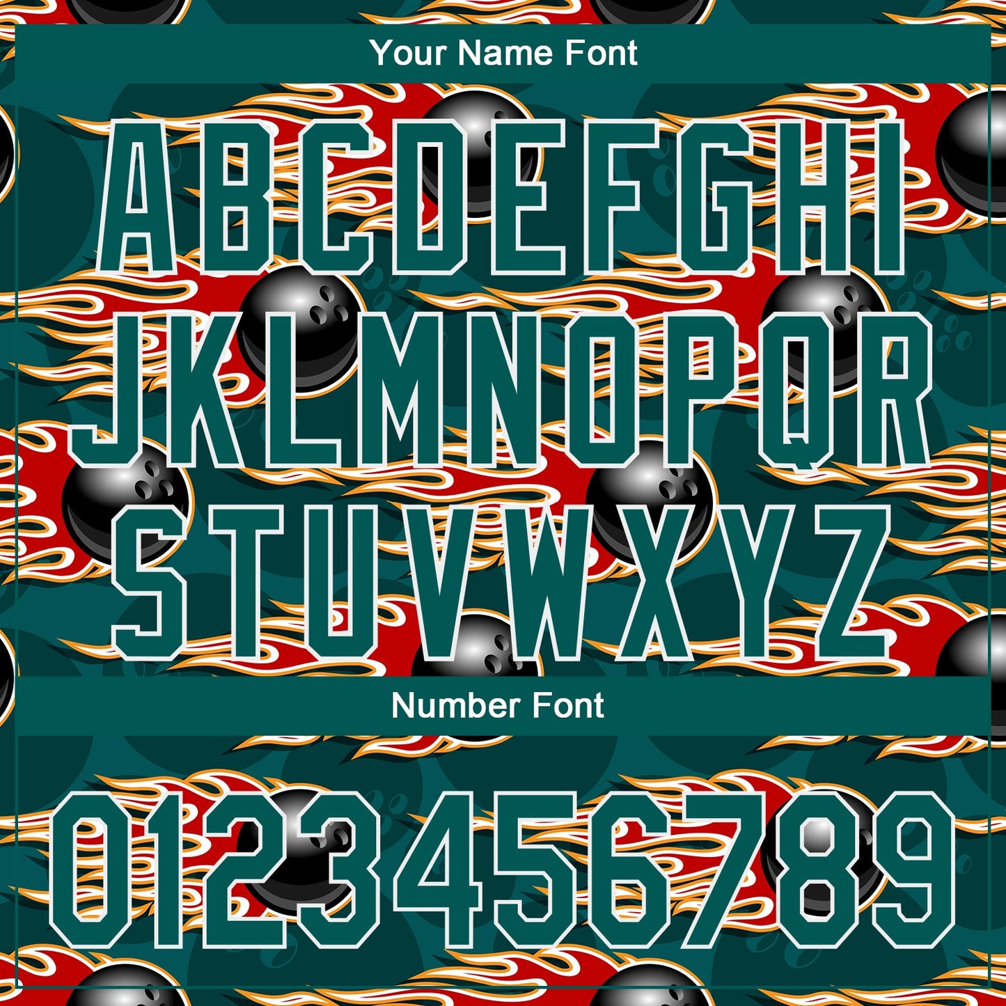 Custom Midnight Green White 3D Pattern Design Bowling Ball With Hotrod Flame Authentic Baseball Jersey - Sky-Custom