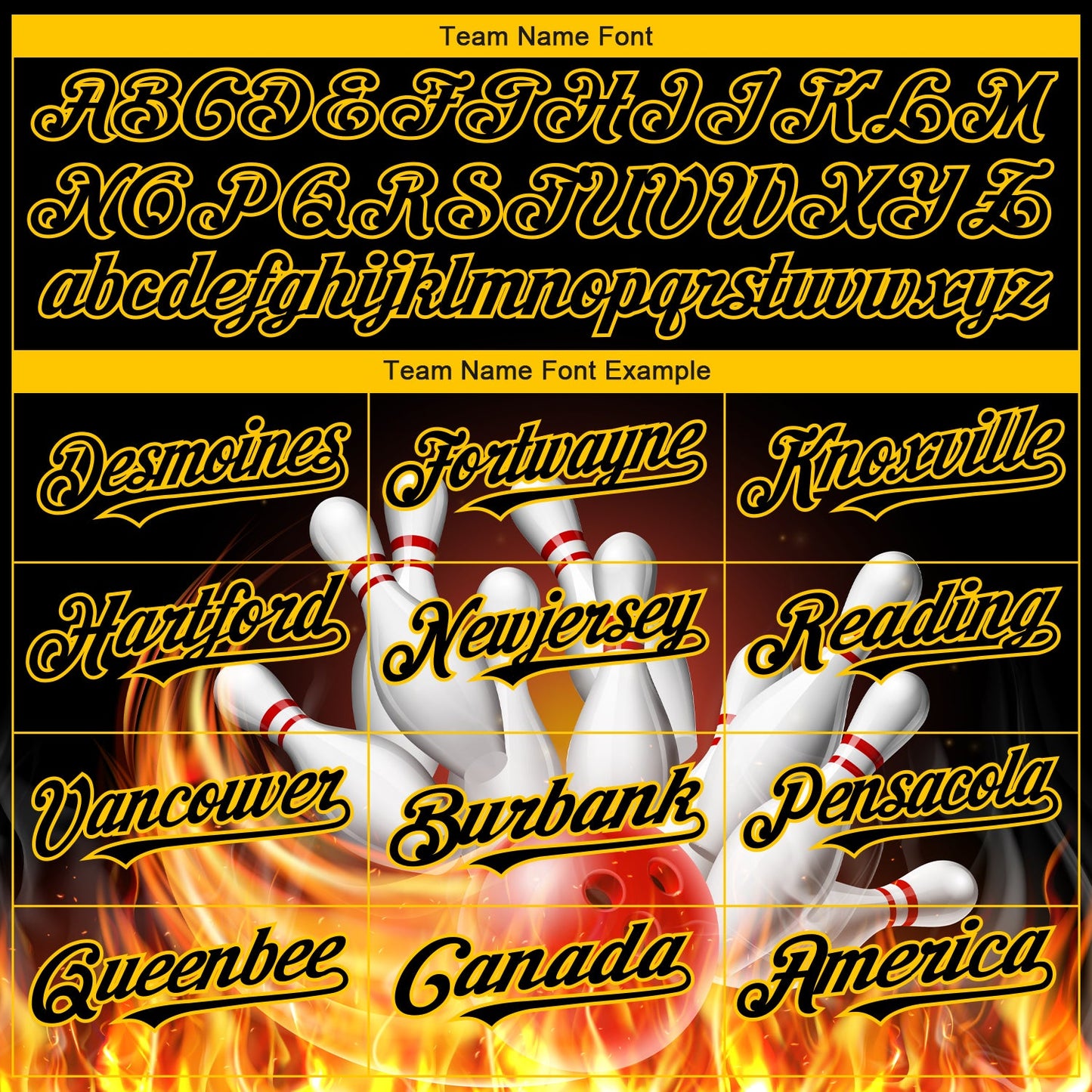 Custom Black Gold 3D Pattern Design Flame Bowling Authentic Baseball Jersey - Sky-Custom