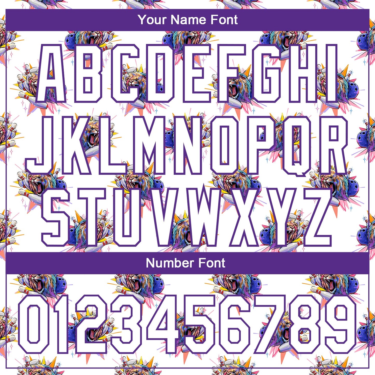 Custom White Purple 3D Pattern Design Growling Lion Among The Bowling Authentic Baseball Jersey - Sky-Custom
