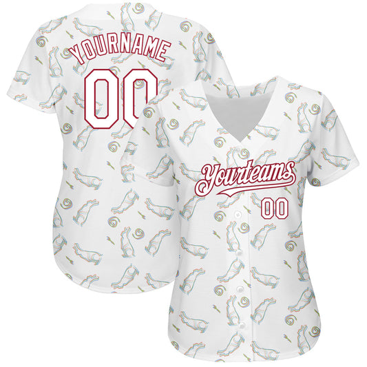 Custom White Cardinal 3D Pattern Design Rabbit Authentic Baseball Jersey - Sky-Custom