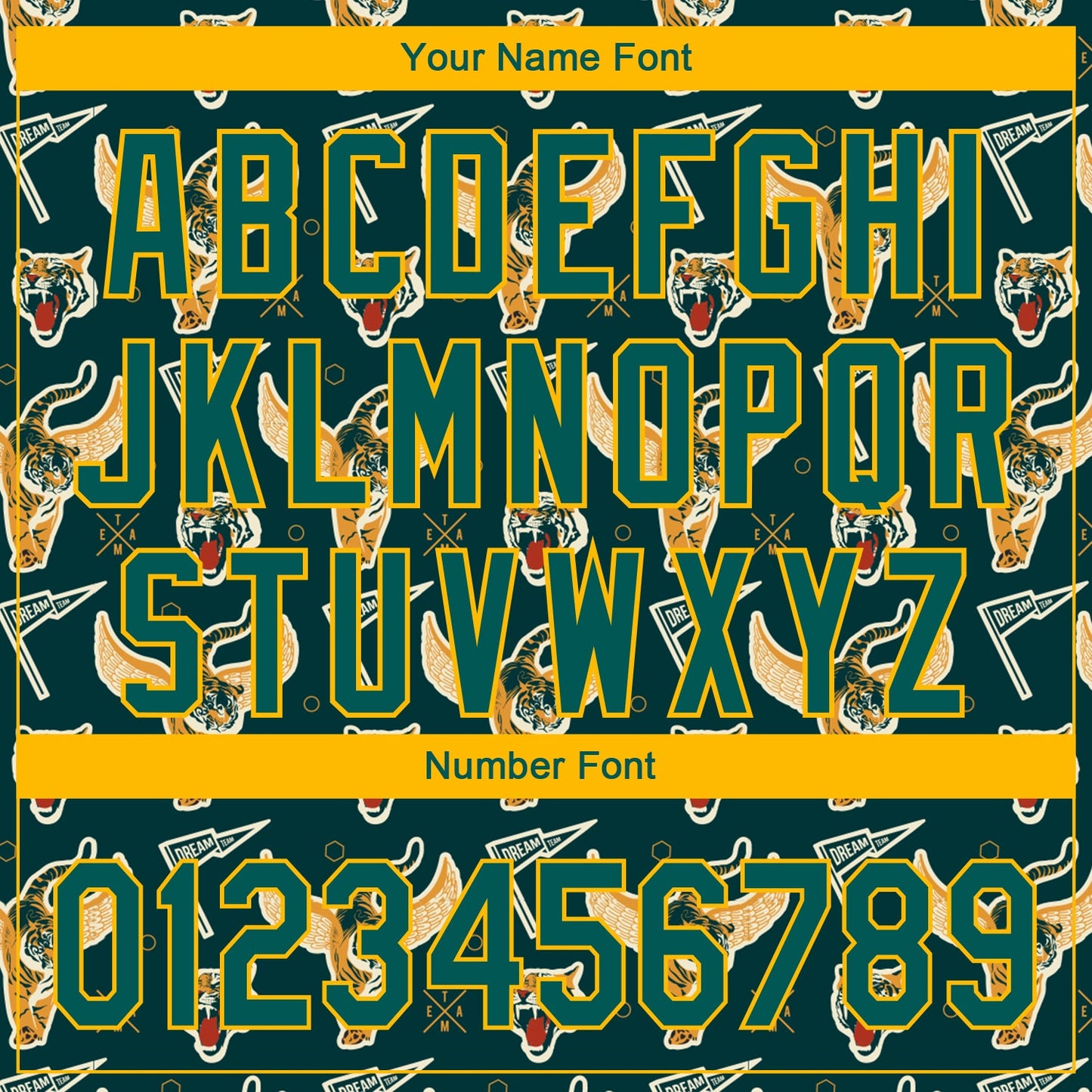 Custom Black Midnight Green-Gold 3D Pattern Design Tiger Authentic Baseball Jersey - Sky-Custom