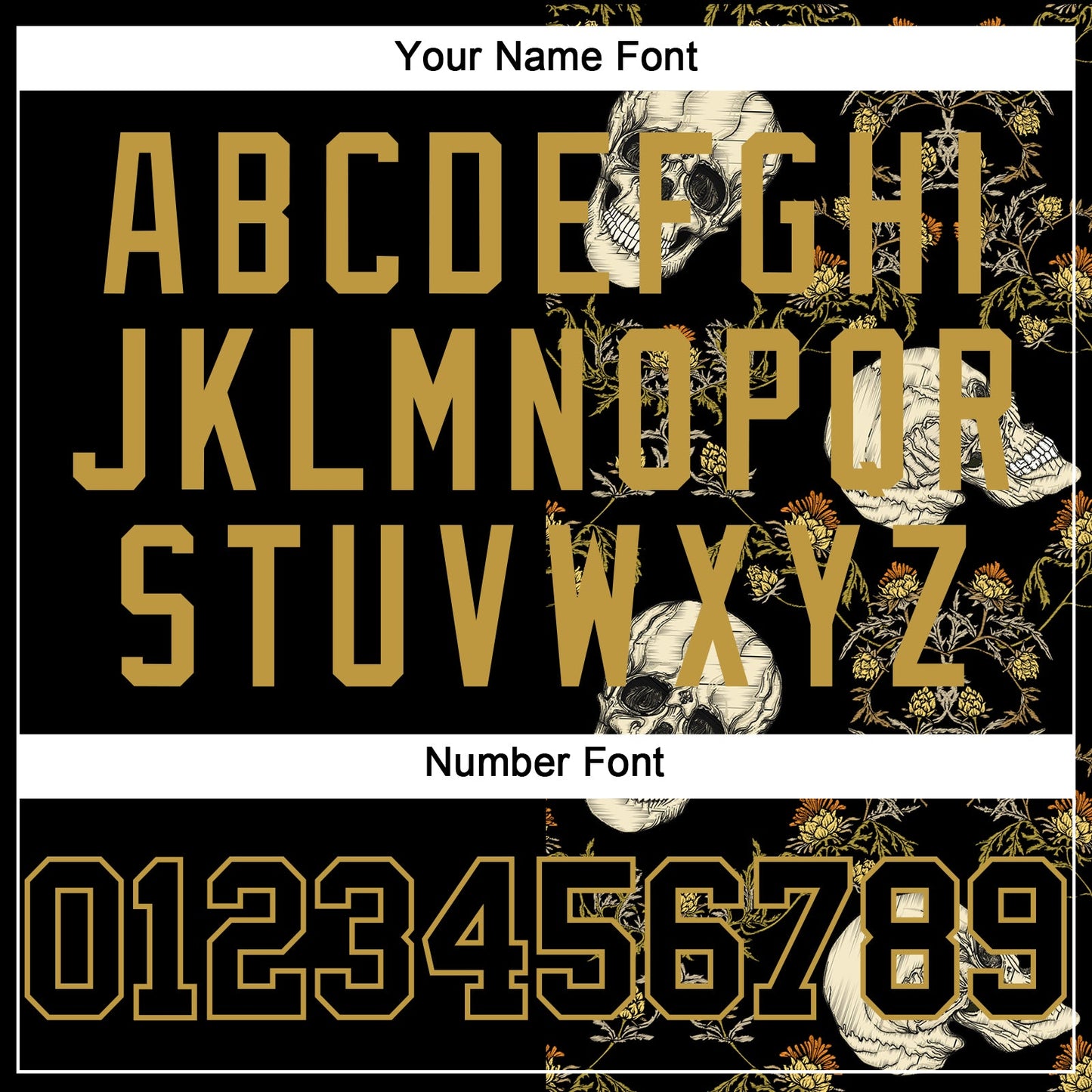 Custom Black Old Gold 3D Plant And Skull Fashion Authentic Baseball Jersey - Sky-Custom