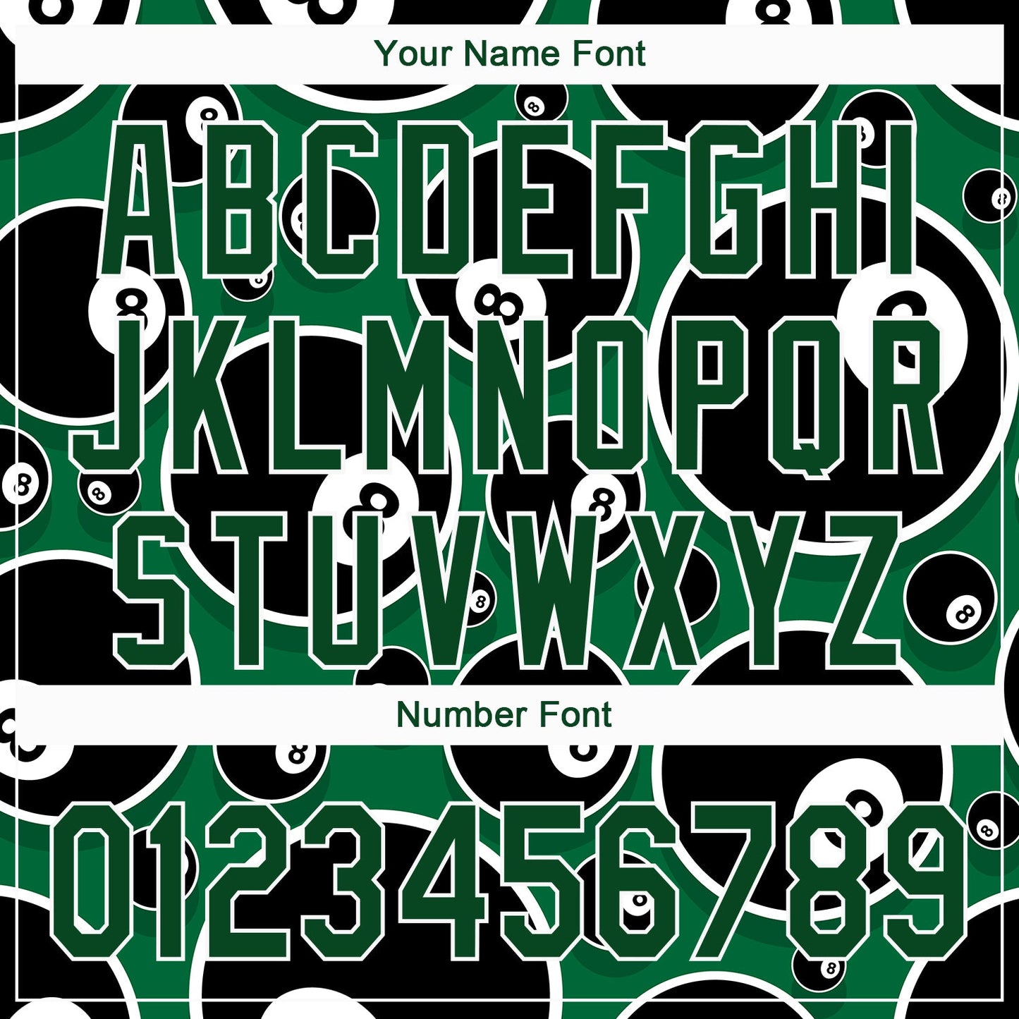 Custom Green White 3D Pattern Design Billiards Snooker 8 Ball Authentic Baseball Jersey - Sky-Custom