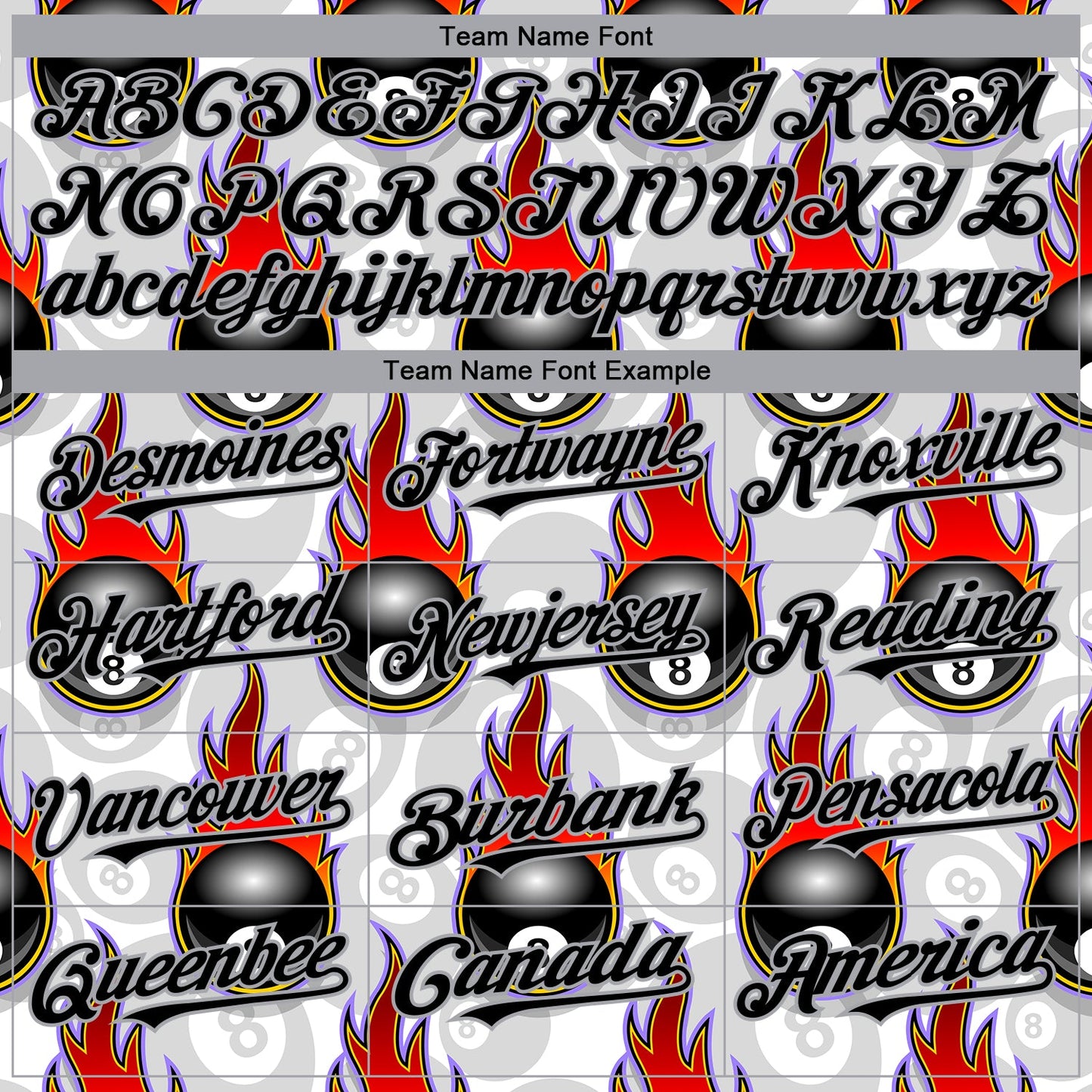 Custom White Black-Gray 3D Pattern Design Flaming Billiards Snooker 8 Ball Authentic Baseball Jersey - Sky-Custom