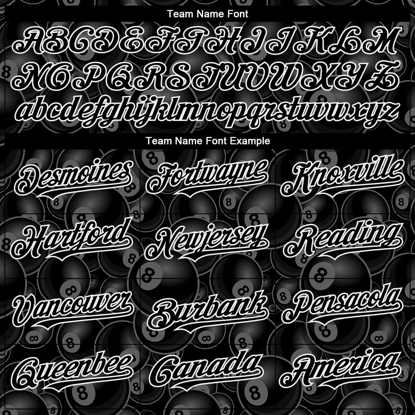 Custom Black White 3D Pattern Design Billiards Snooker 8 Ball Authentic Baseball Jersey - Sky-Custom
