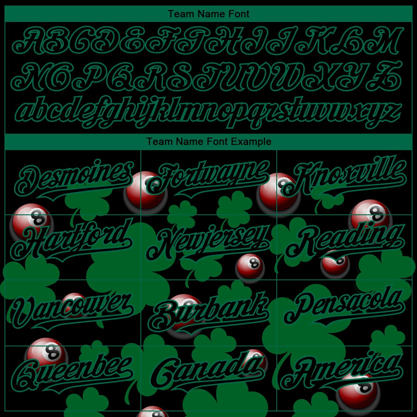 Custom Black Green 3D Pattern Design Clovers And Billiards Balls St. Patrick's Day Authentic Baseball Jersey - Sky-Custom
