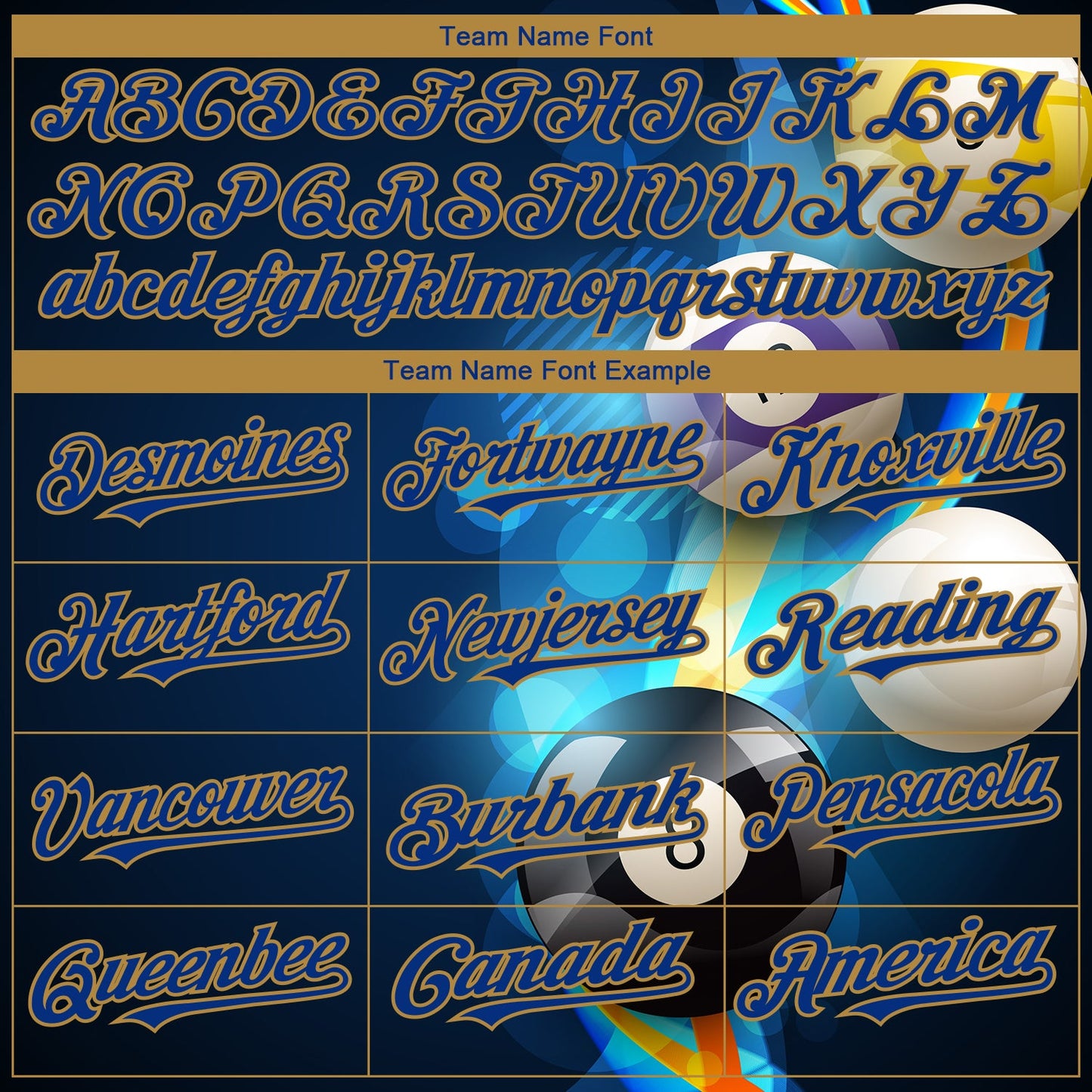 Custom Black Royal-Old Gold 3D Pattern Design Billiards Authentic Baseball Jersey - Sky-Custom