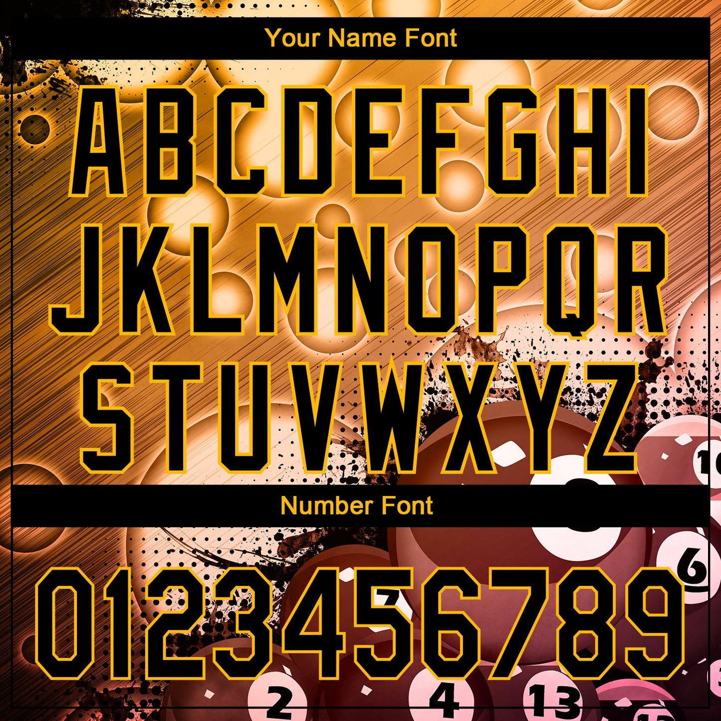 Custom Gold Black 3D Pattern Design Billiards Authentic Baseball Jersey - Sky-Custom