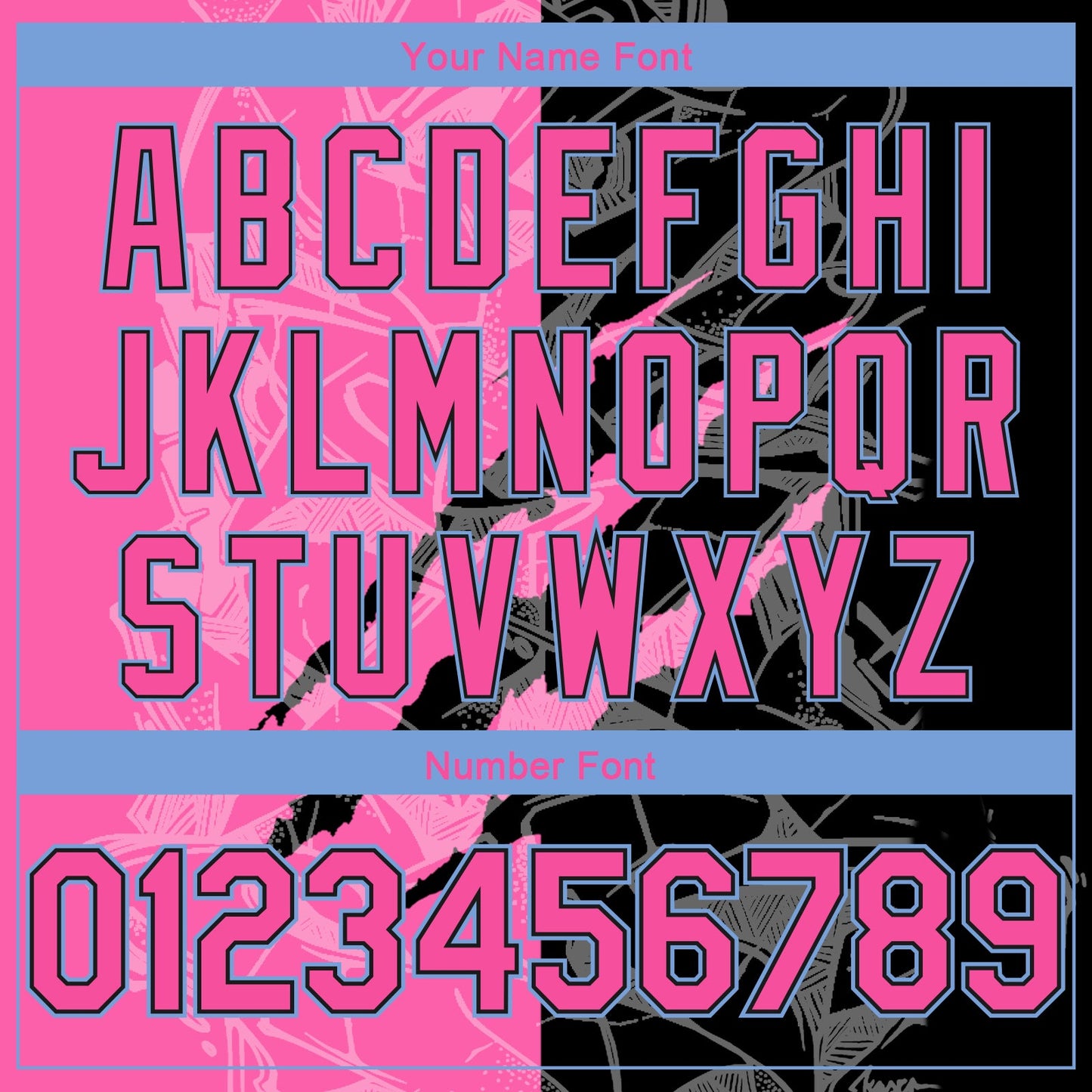 Custom Graffiti Pattern Pink Black-Light Blue 3D Scratch Authentic Basketball Jersey - Sky-Custom