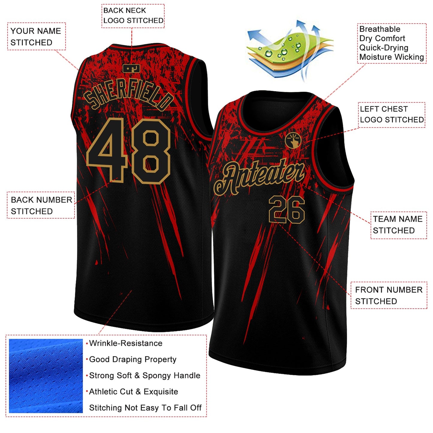 Custom Black Old Gold 3D Pattern Design Authentic Basketball Jersey - Sky-Custom