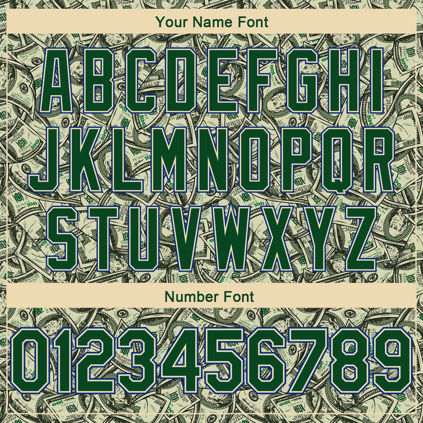 Custom Cream Green-Royal 3D Pattern Design Dollar Authentic Basketball Jersey - Sky-Custom