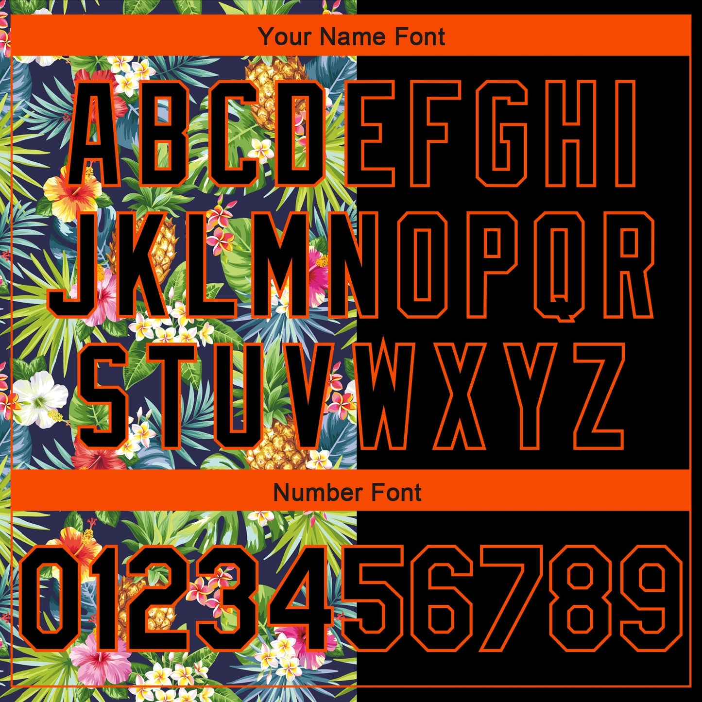 Custom Black Orange 3D Pattern Tropical Pineapples Hawaii Palm Leaves And Flowers Authentic Basketball Jersey - Sky-Custom