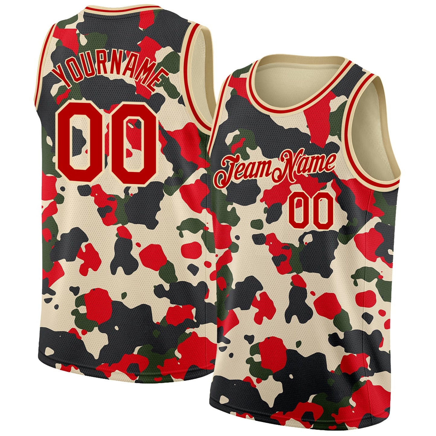 Custom Camo Red-Cream 3D Authentic Salute To Service Basketball Jersey - Sky-Custom