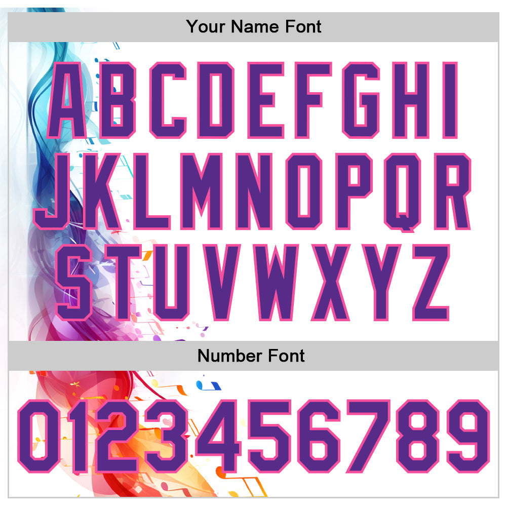 Custom White Purple-Pink 3D Pattern Design Music Festival Colorful Musical Notes Authentic Baseball Jersey - Sky-Custom