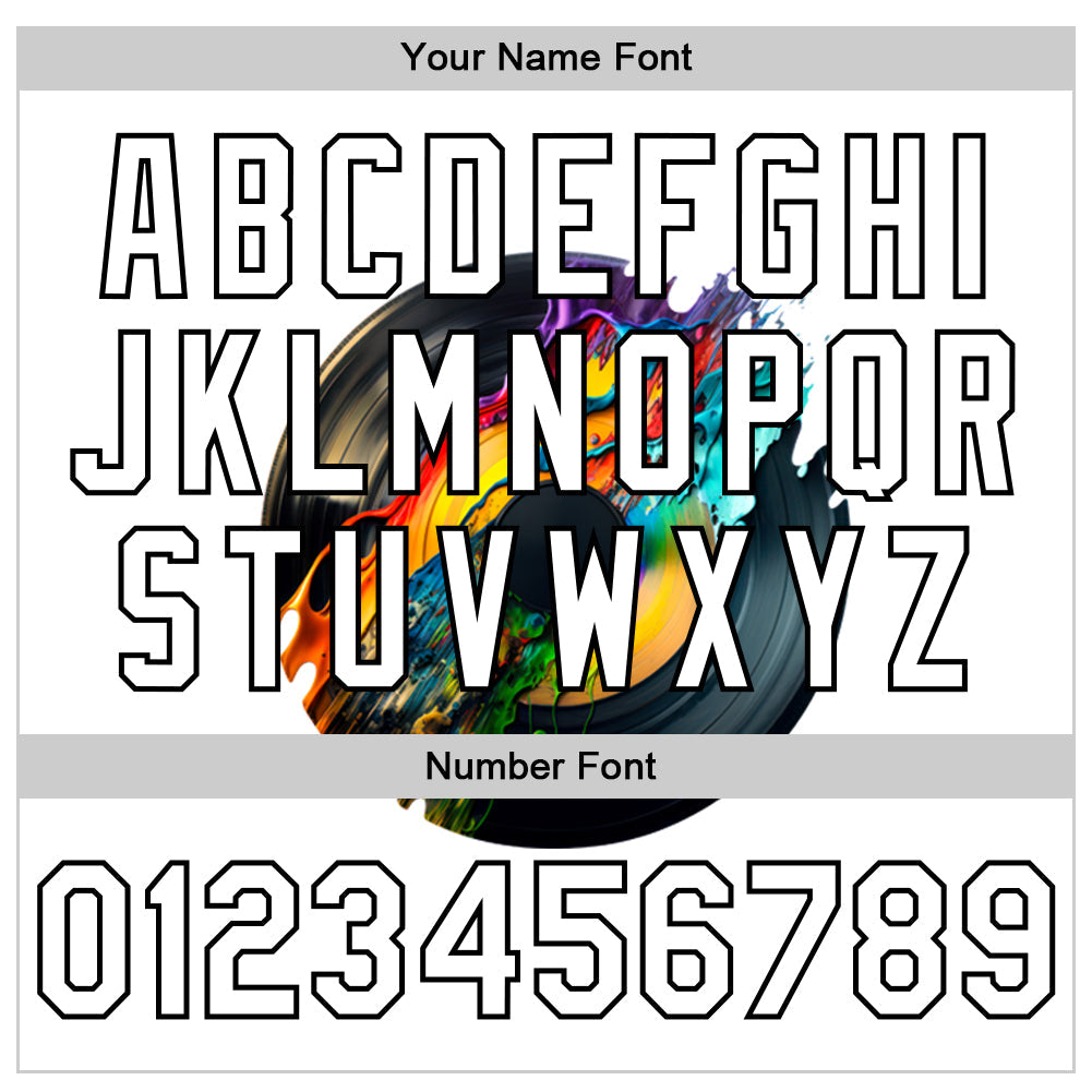 Custom White Black 3D Pattern Design Music Festival Record With Colorful Splatter Authentic Baseball Jersey - Sky-Custom