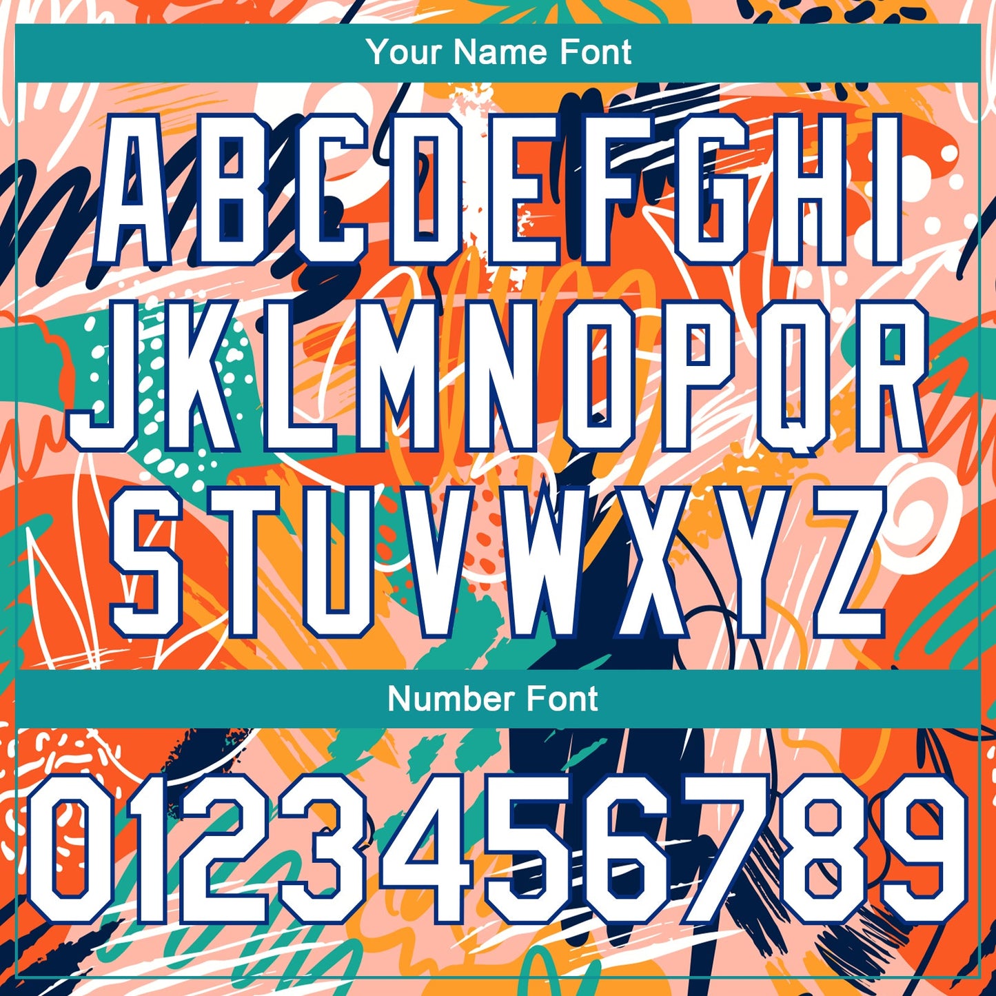Custom Orange White-Teal 3D Pattern Abstract Hawaii Plant Graffiti Grunge Art Authentic Basketball Jersey - Sky-Custom