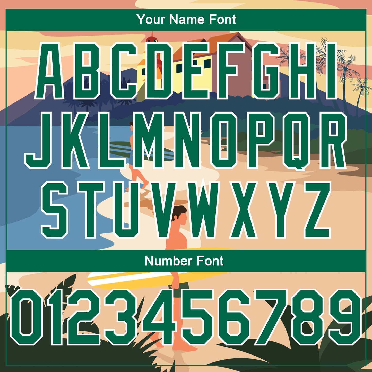 Custom Sand Kelly Green-White 3D Pattern Tropical Beach Hawaii Palm Trees Authentic Basketball Jersey - Sky-Custom