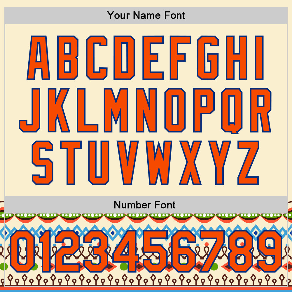 Custom Cream Orange-Royal 3D Pattern Design Traditional African Ethnic Style Authentic Baseball Jersey - Sky-Custom