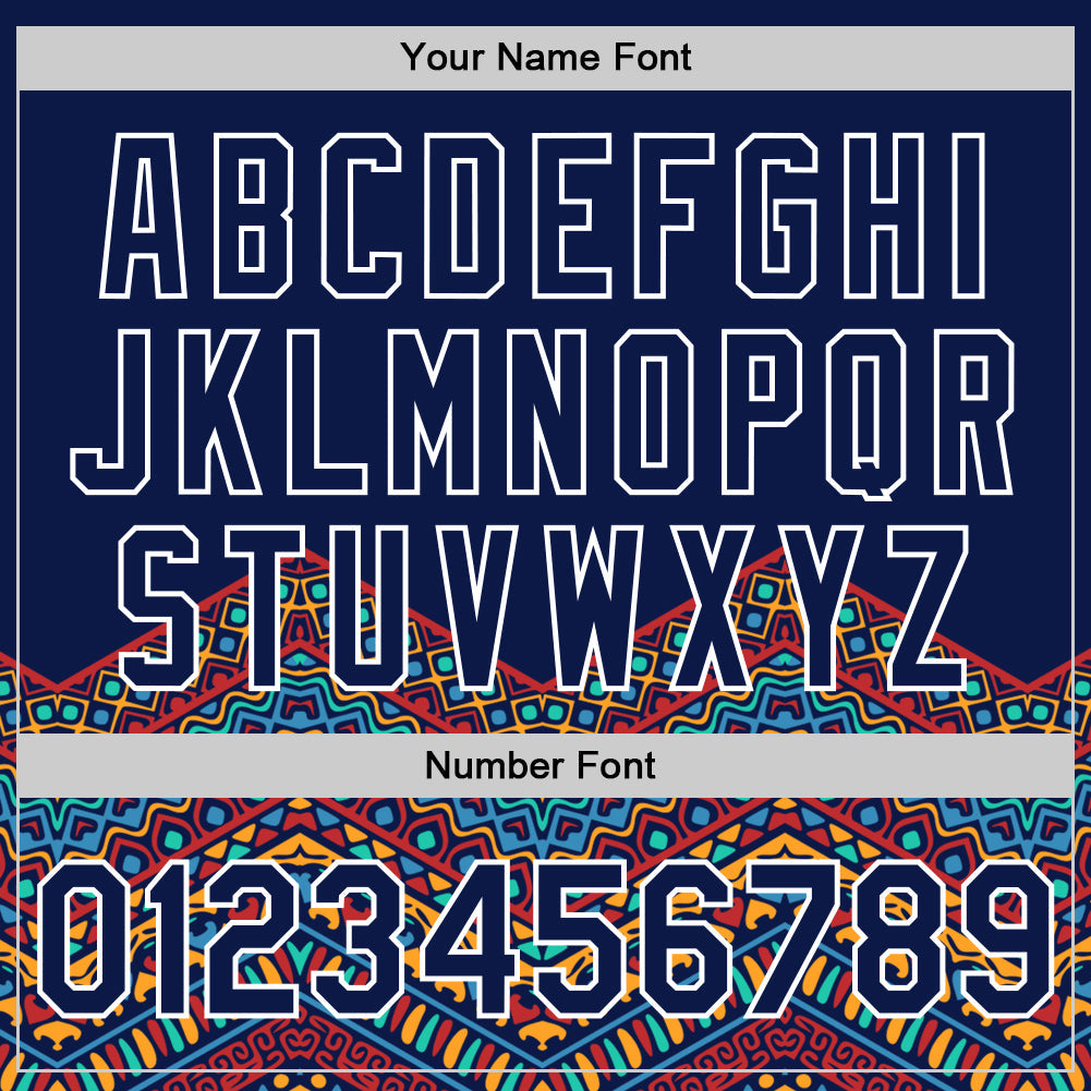 Custom Navy White 3D Pattern Design Vintage Floral African Ethnic Style Authentic Baseball Jersey - Sky-Custom