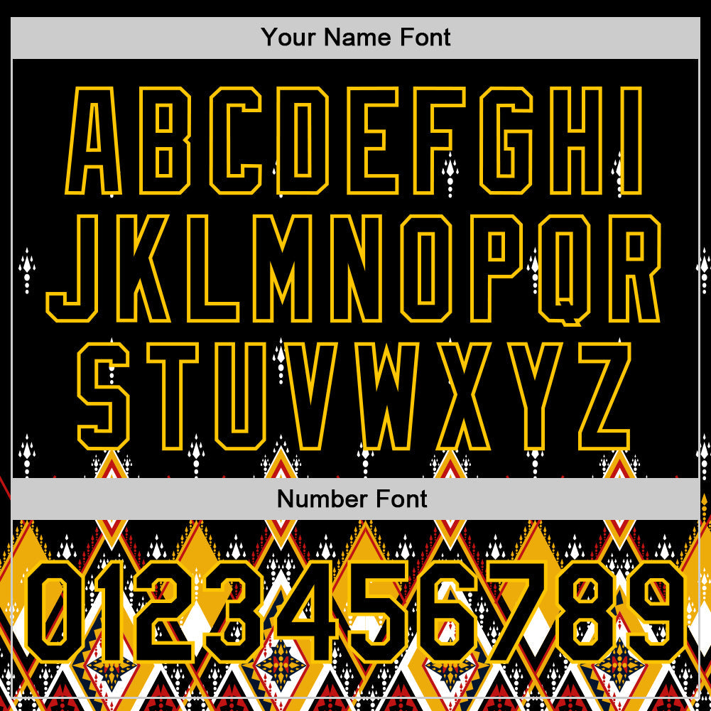 Custom Black Yellow 3D Pattern Design Geometric African Ethnic Style Authentic Baseball Jersey - Sky-Custom