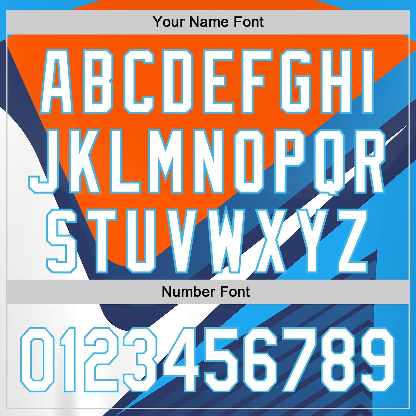 Custom Navy White Orange-Sky Blue 3D Pattern Design Abstract Sport Authentic Baseball Jersey - Sky-Custom