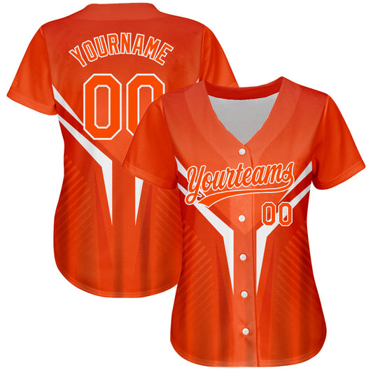 Custom Orange White 3D Pattern Design Abstract Sport Authentic Baseball Jersey - Sky-Custom