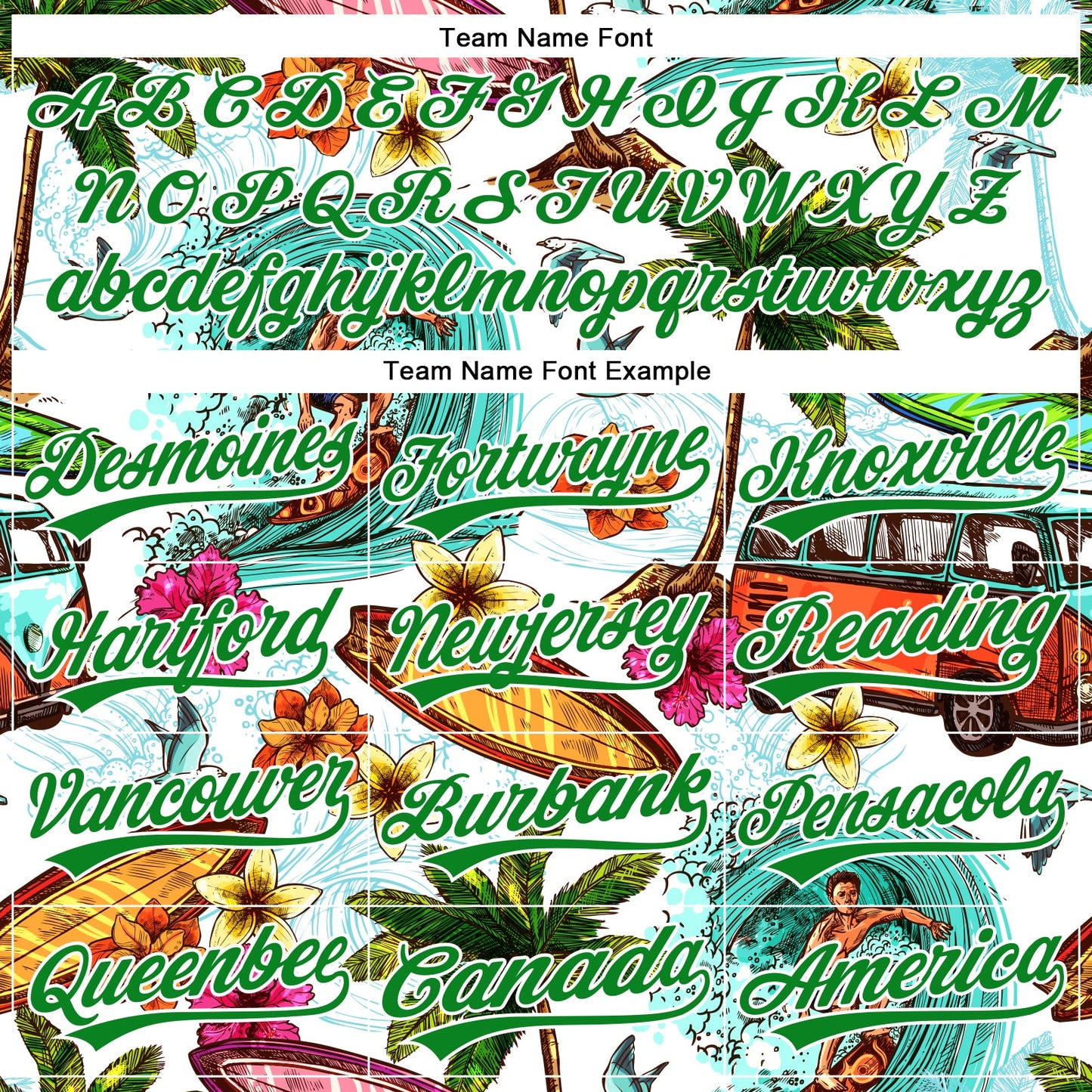Custom White Grass Green 3D Pattern Design Hawaii Palm Trees And Beach Surfing Authentic Baseball Jersey - Sky-Custom