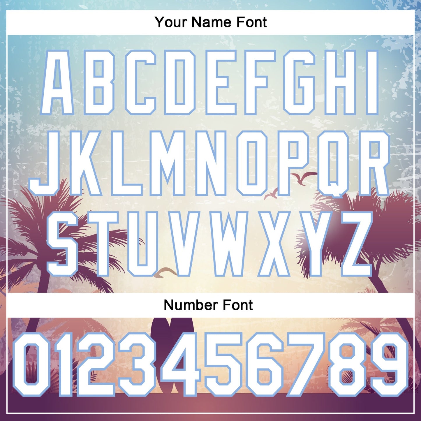 Custom Light Blue White 3D Pattern Design Hawaii Palm Trees And Beach Dusk Authentic Baseball Jersey - Sky-Custom