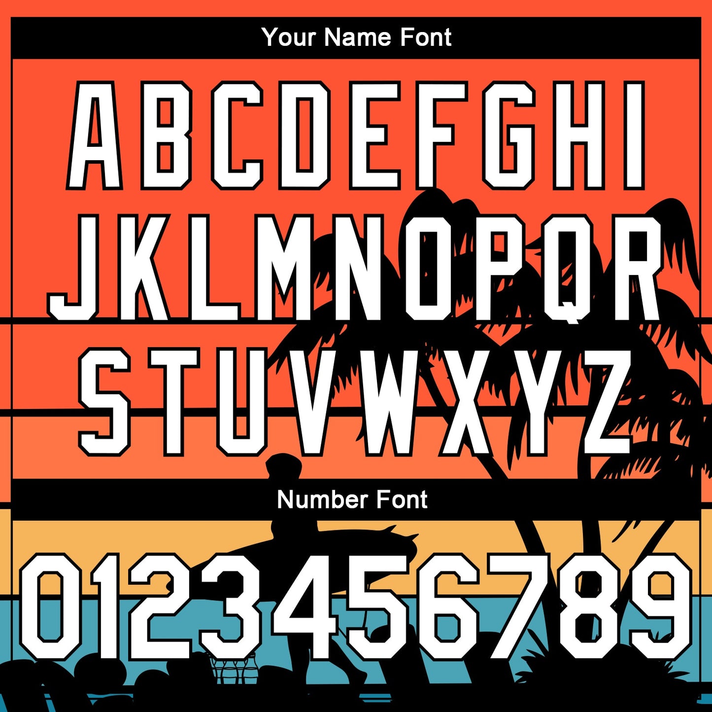 Custom Orange White-Black 3D Pattern Hawaii Beach Palm Trees Authentic Basketball Jersey - Sky-Custom