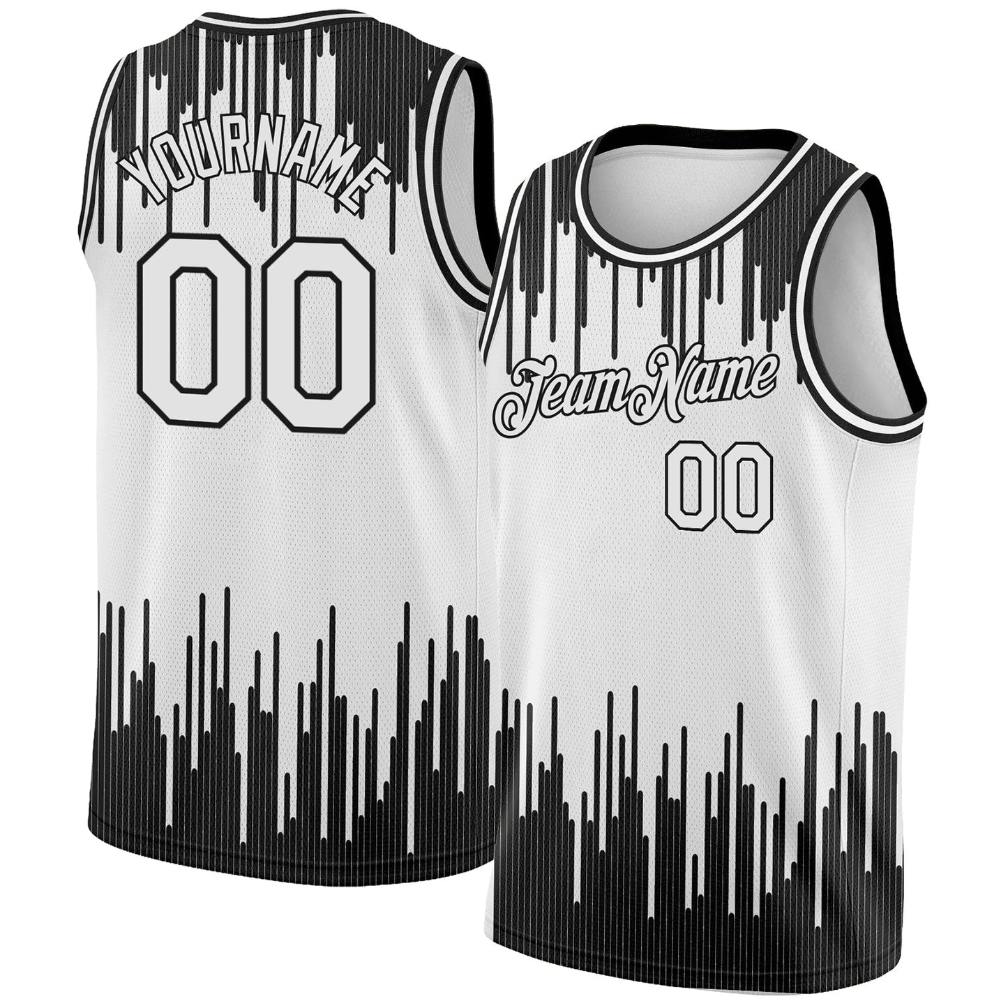 Custom White Black Abstract Vertical Lines Authentic City Edition Basketball Jersey - Sky-Custom