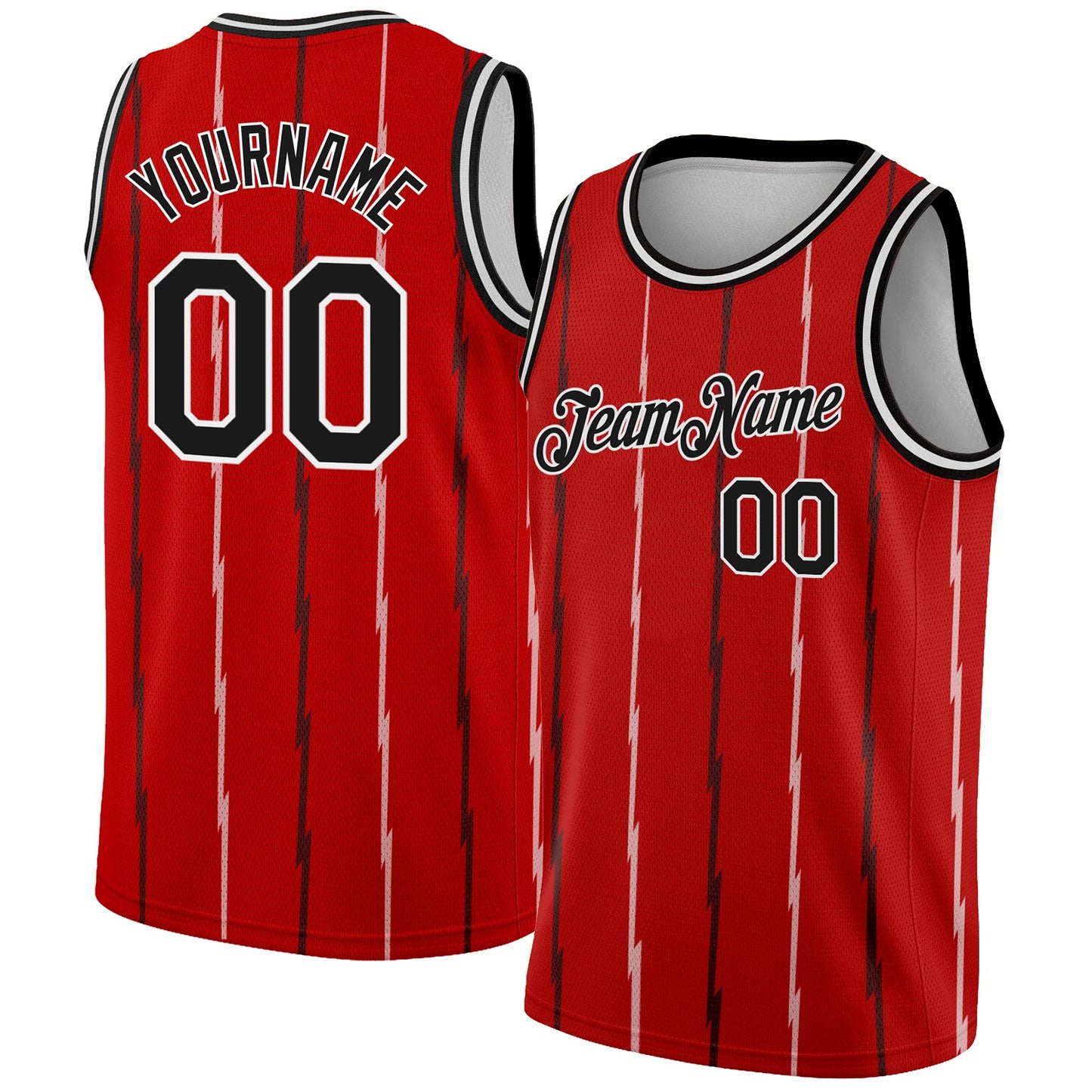 Custom Red Black-White Lines Authentic City Edition Basketball Jersey - Sky-Custom