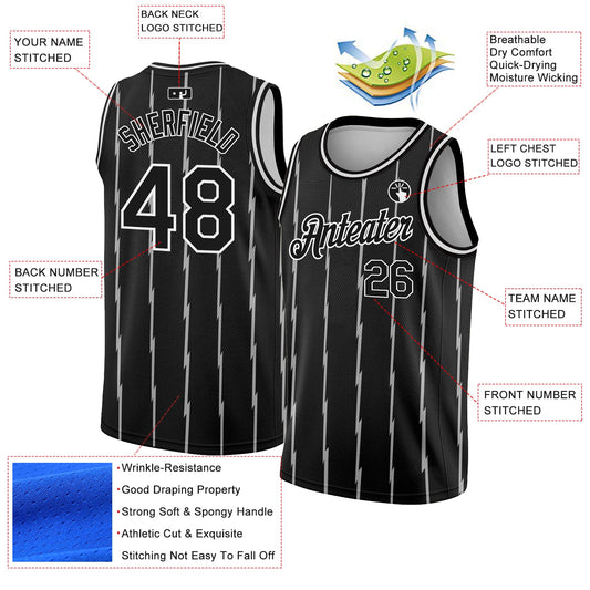 Custom Black White Lines Authentic City Edition Basketball Jersey - Sky-Custom