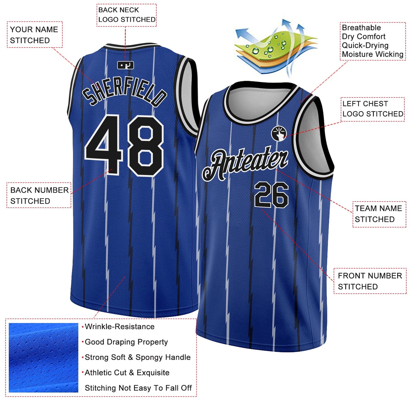 Custom Royal Black-White Lines Authentic City Edition Basketball Jersey - Sky-Custom