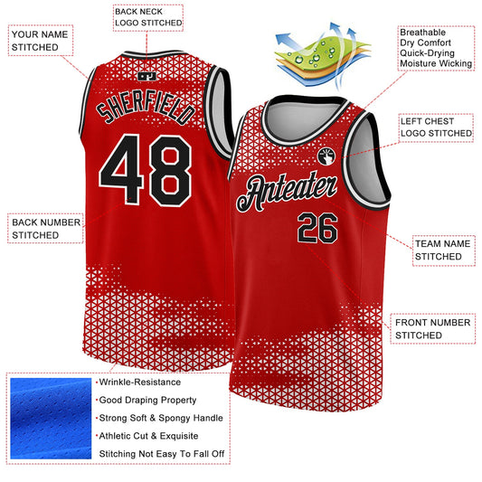 Custom Red Black-White Triangle Shapes Authentic City Edition Basketball Jersey - Sky-Custom