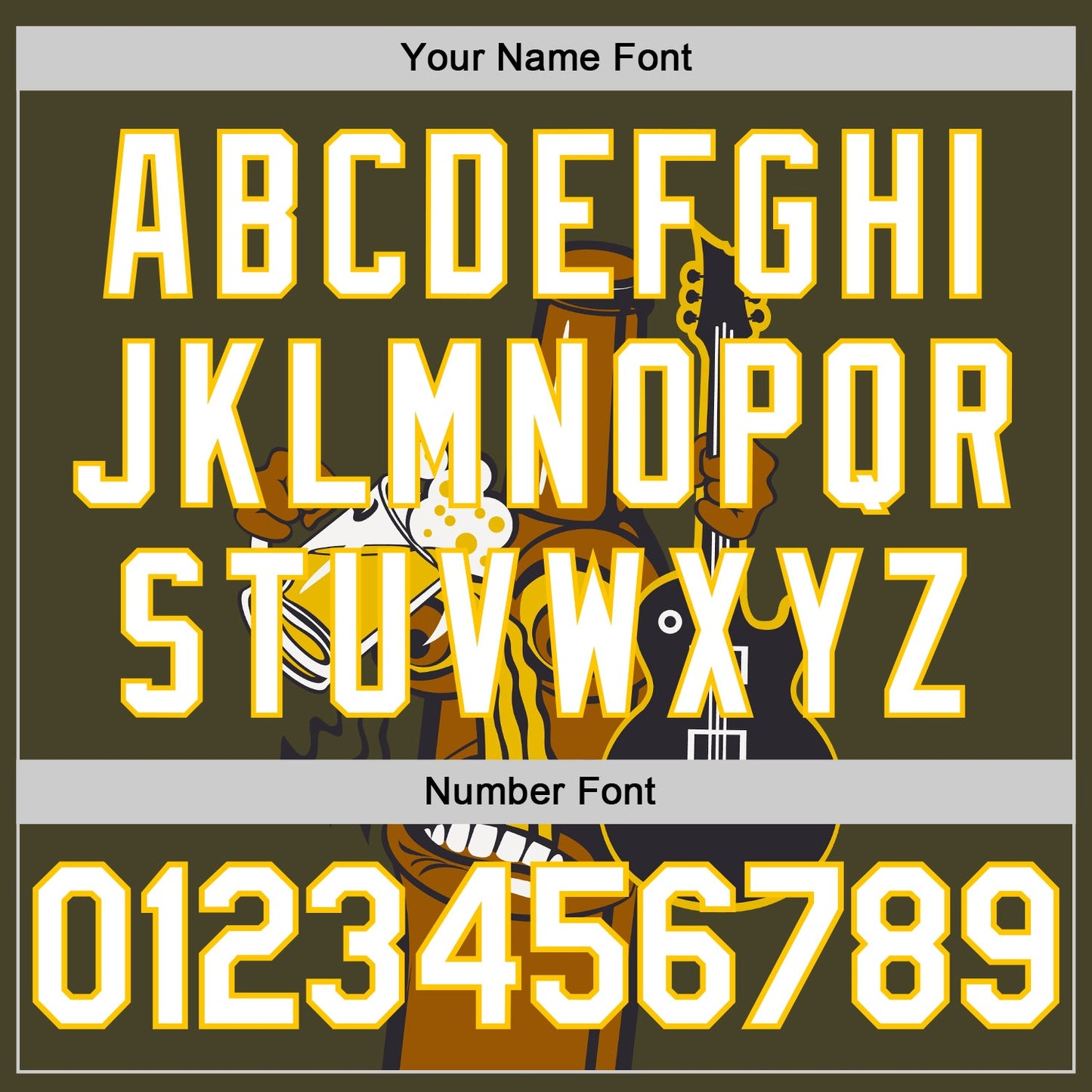 Custom Olive White-Yellow 3D Pattern Design Beer And Music Authentic Baseball Jersey - Sky-Custom