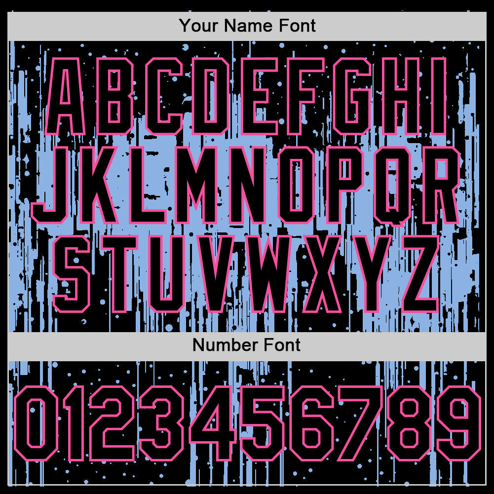 Custom Black Light Blue-Pink 3D Pattern Design Dripping Splatter Art Authentic Baseball Jersey - Sky-Custom