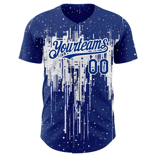 Custom Royal White 3D Pattern Design Dripping Splatter Art Authentic Baseball Jersey - Sky-Custom