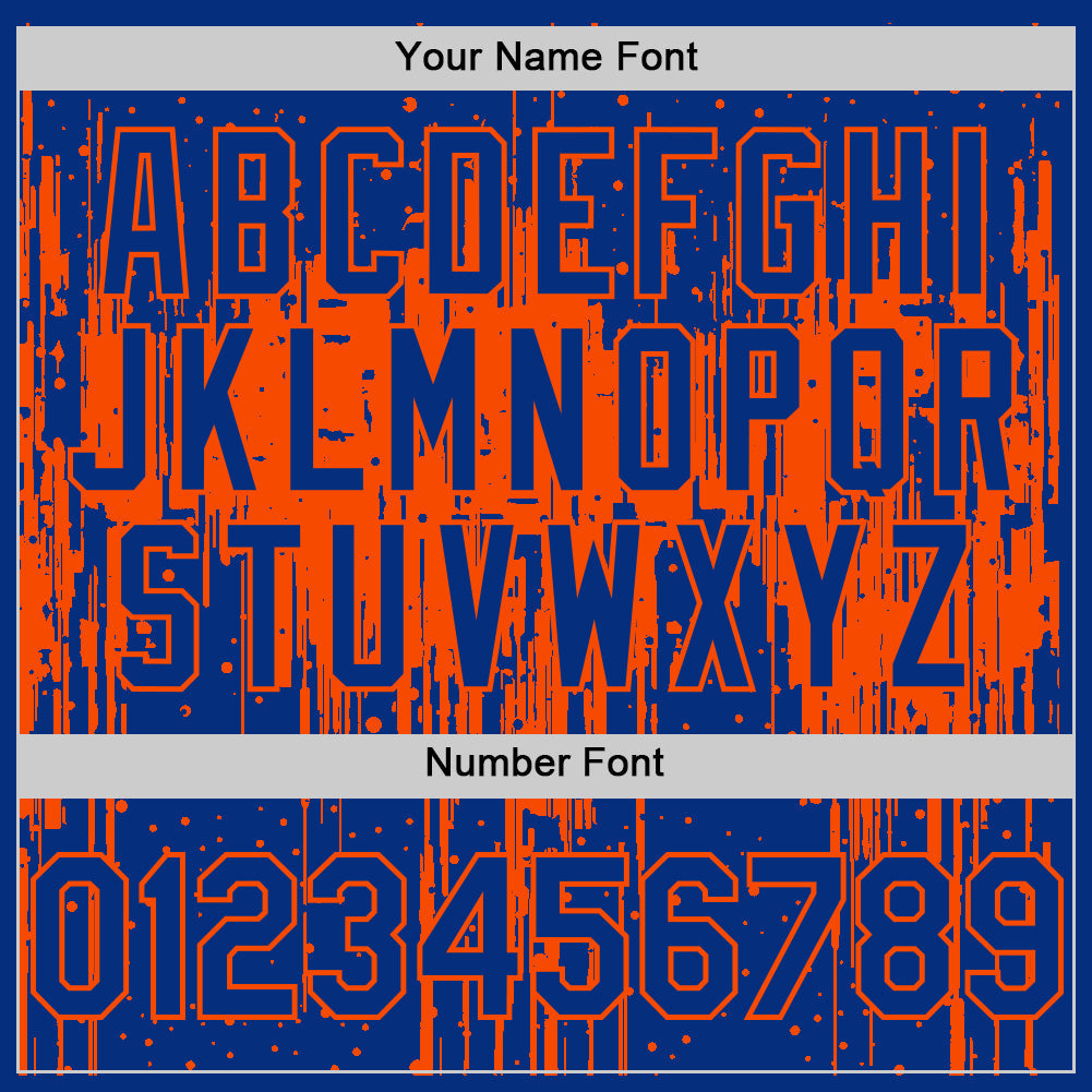 Custom Royal Orange 3D Pattern Design Dripping Splatter Art Authentic Baseball Jersey - Sky-Custom