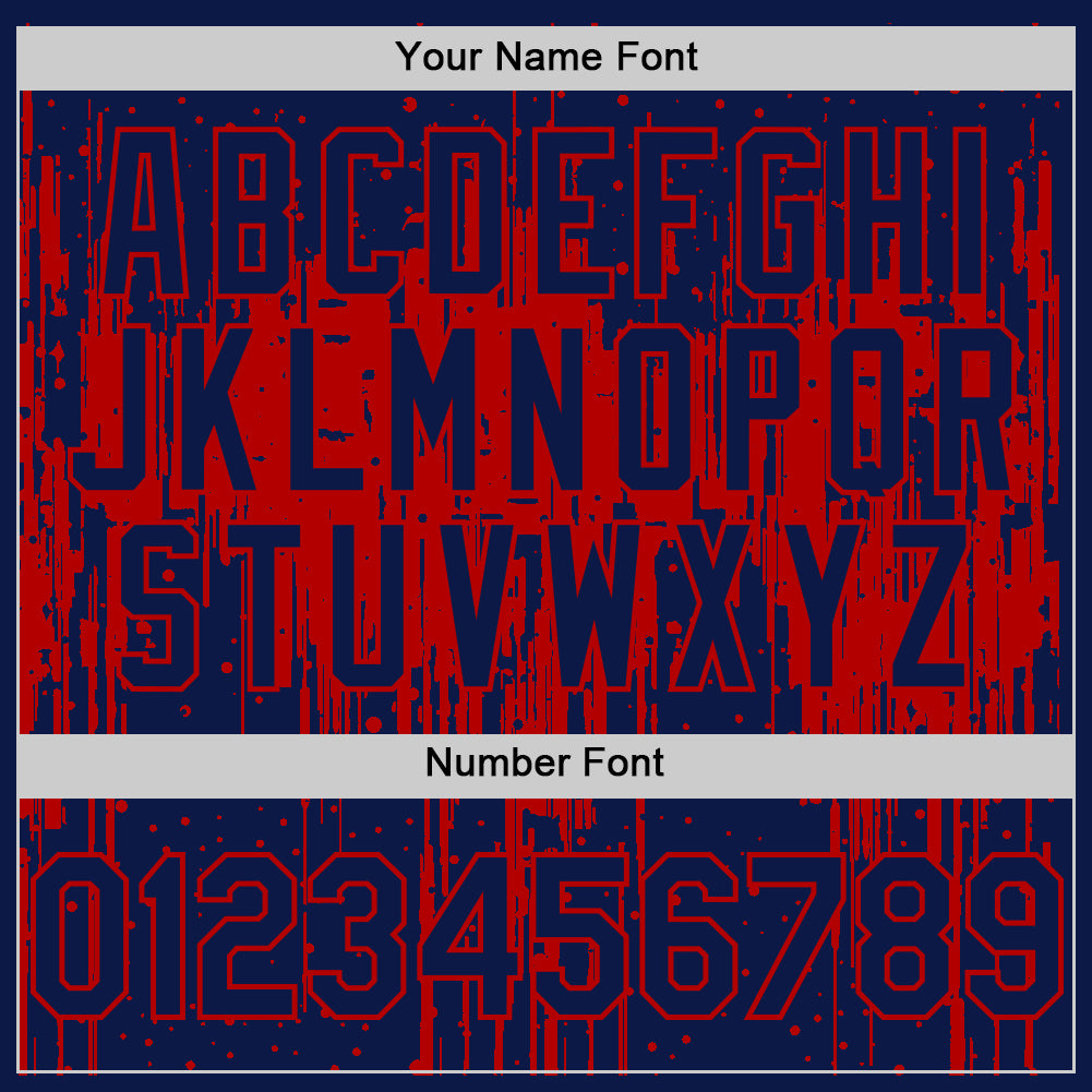 Custom Navy Red 3D Pattern Design Dripping Splatter Art Authentic Baseball Jersey - Sky-Custom