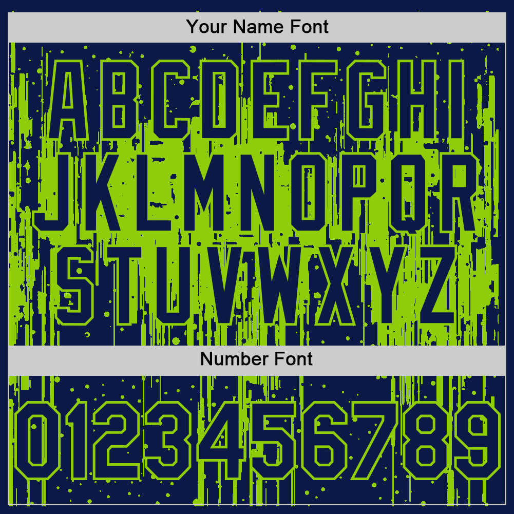 Custom Navy Neon Green 3D Pattern Design Dripping Splatter Art Authentic Baseball Jersey - Sky-Custom