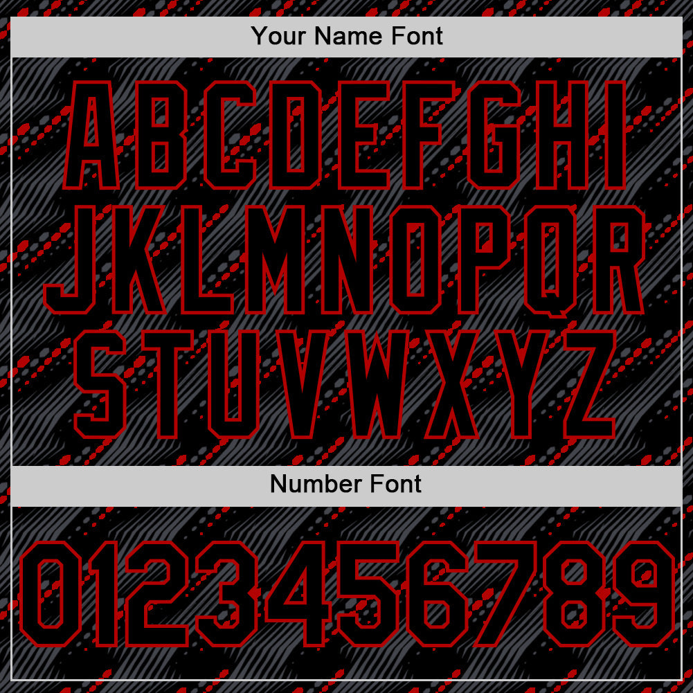 Custom Black Red 3D Pattern Design Slant Lines Authentic Baseball Jersey - Sky-Custom