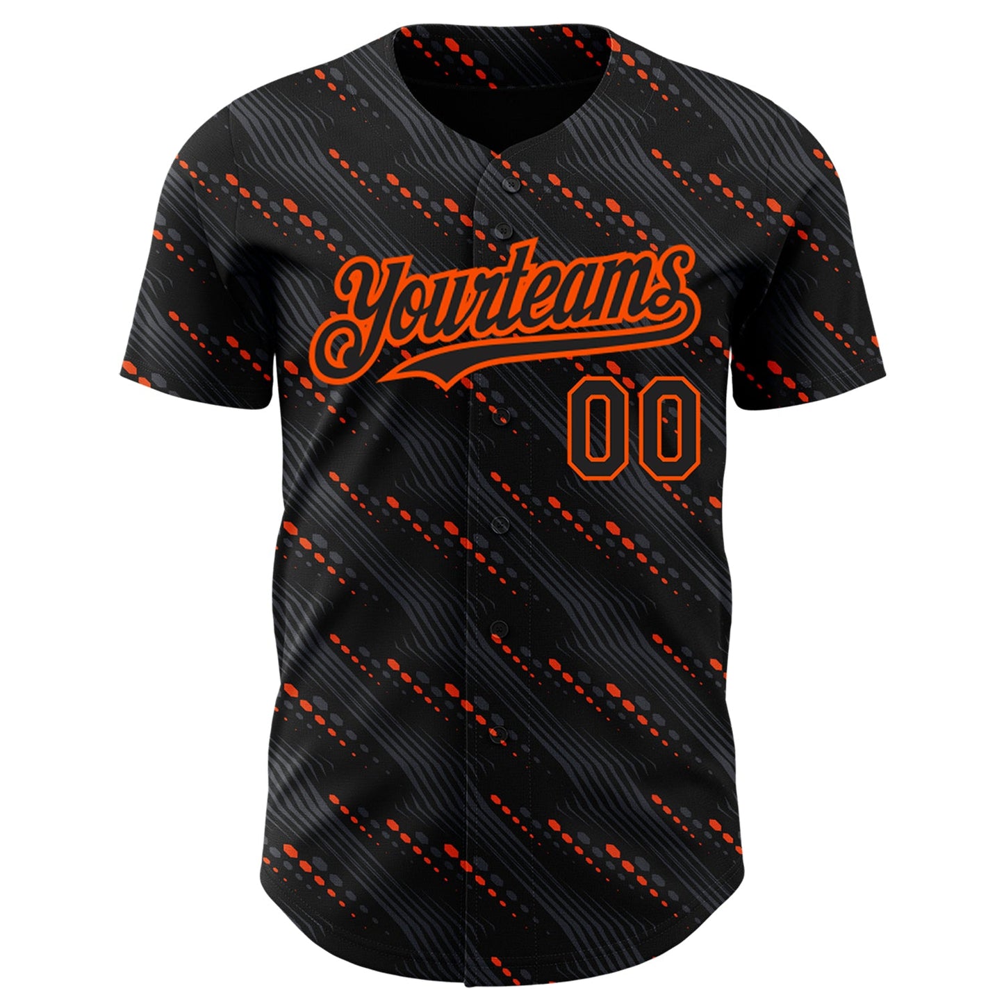 Custom Black Orange 3D Pattern Design Slant Lines Authentic Baseball Jersey - Sky-Custom