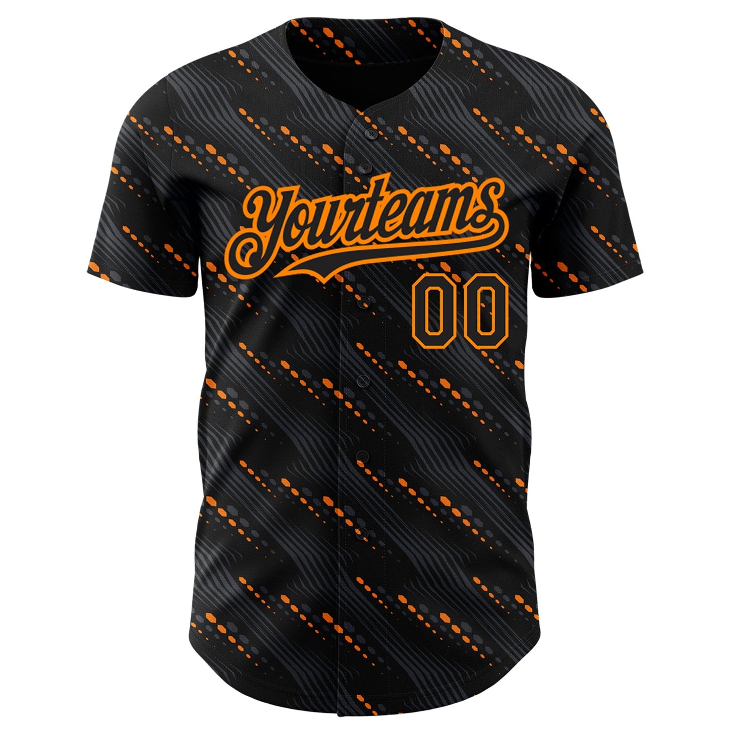 Custom Black Bay Orange 3D Pattern Design Slant Lines Authentic Baseball Jersey - Sky-Custom
