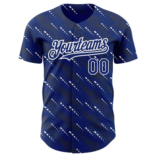 Custom Royal White 3D Pattern Design Slant Lines Authentic Baseball Jersey - Sky-Custom