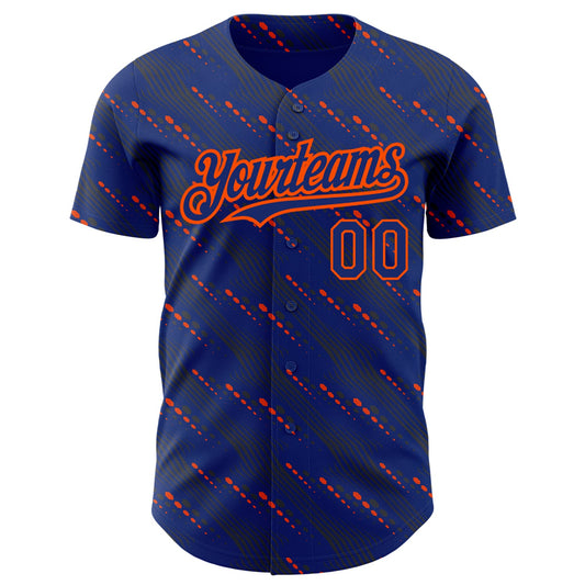 Custom Royal Orange 3D Pattern Design Slant Lines Authentic Baseball Jersey - Sky-Custom