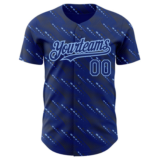 Custom Royal Light Blue 3D Pattern Design Slant Lines Authentic Baseball Jersey - Sky-Custom
