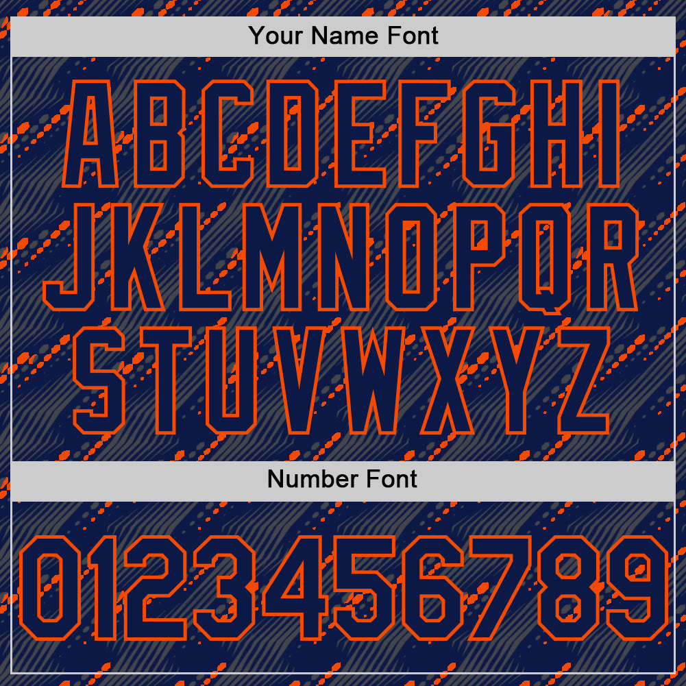 Custom Navy Orange 3D Pattern Design Slant Lines Authentic Baseball Jersey - Sky-Custom