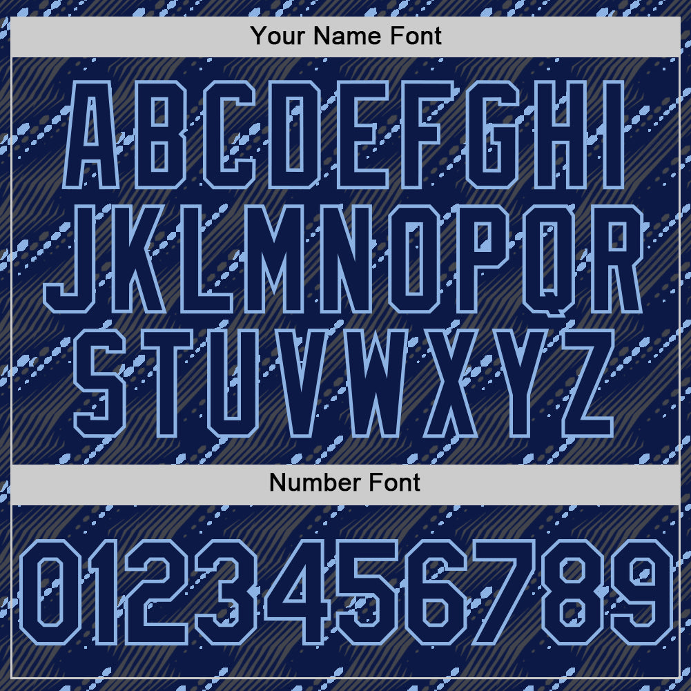 Custom Navy Light Blue 3D Pattern Design Slant Lines Authentic Baseball Jersey - Sky-Custom