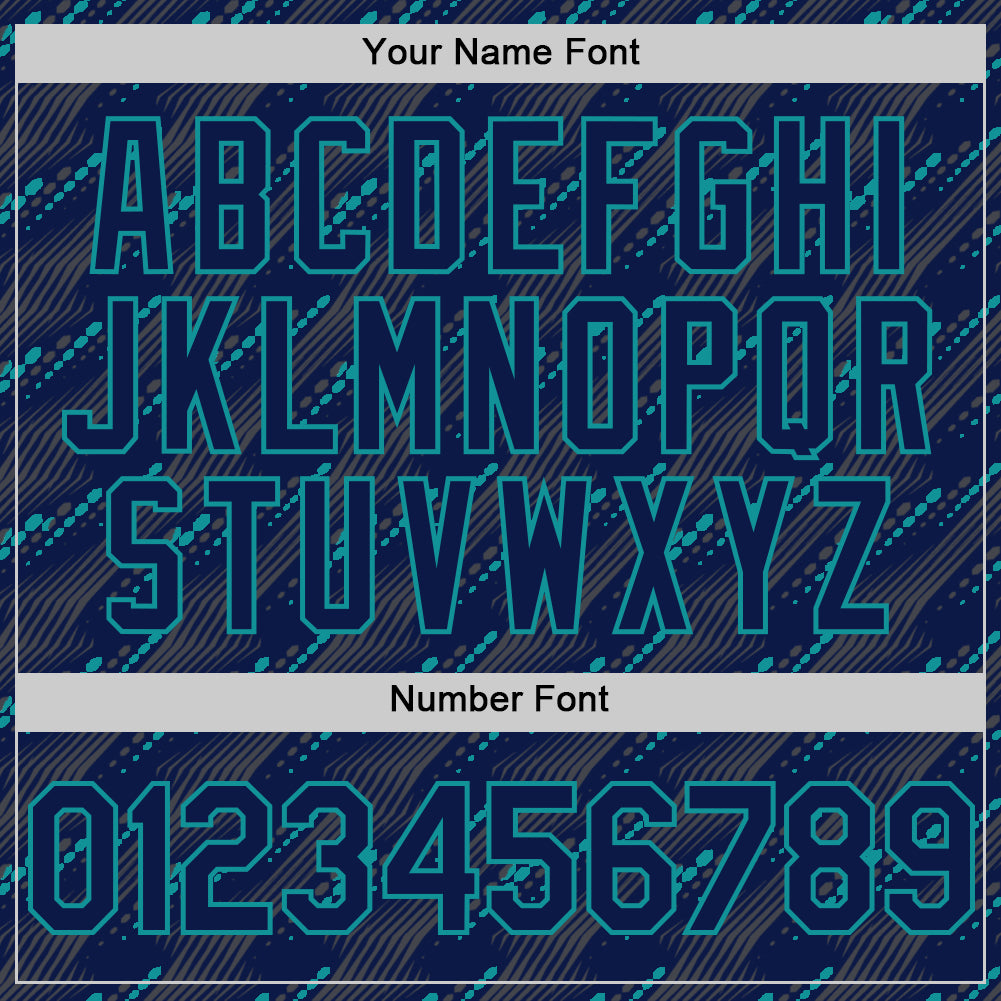 Custom Navy Teal 3D Pattern Design Slant Lines Authentic Baseball Jersey - Sky-Custom