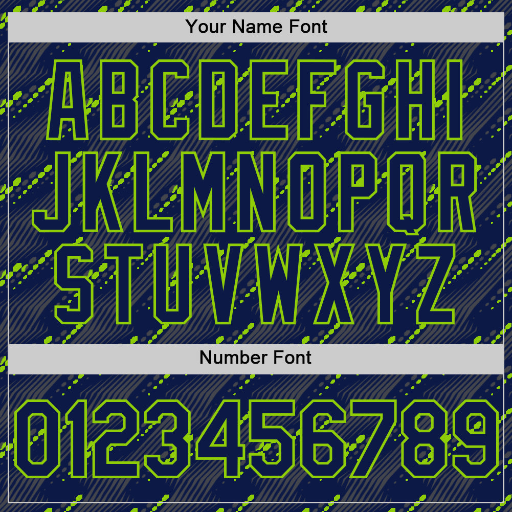 Custom Navy Neon Green 3D Pattern Design Slant Lines Authentic Baseball Jersey - Sky-Custom